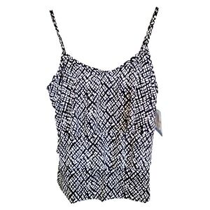 American Beach 14 Tankini Swimsuit‎ Top Black White Moulded Cups NWT $64